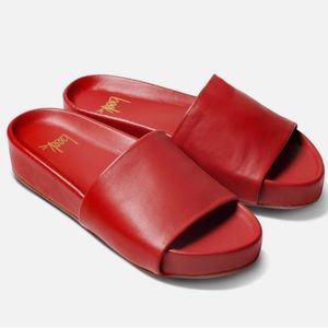 beek Red Leather Slide Sandals